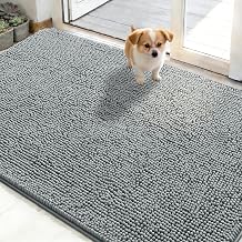 OLANLY Dog Door Mat for Muddy Paws 48x30, Super Absorbent Chenille Mud Mat | Grey, Absorbs Moisture and Dirt, Non-Slip Machine Washable Doormat, Quick-Drying Indoor Entryway Floor Carpet for Dogs