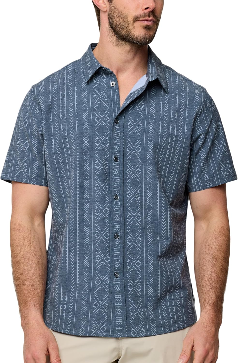 INTO THE AM Mens Casual Button Down Shirts - Short Sleeve Summer Beach Hawaiian Tropical Vacation Shirt Relaxed Button Up