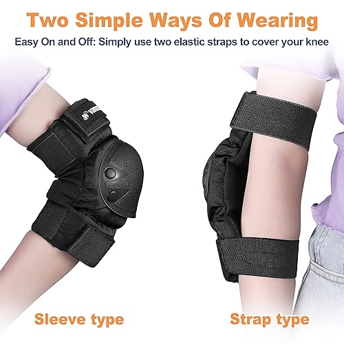 Miniatura 3 de VANCOK Rodilleras para niños y jóvenes coderas muñequeras 3 en 1 almohadillas protectoras de seguridad con correa ajustable para patinaje patinaje