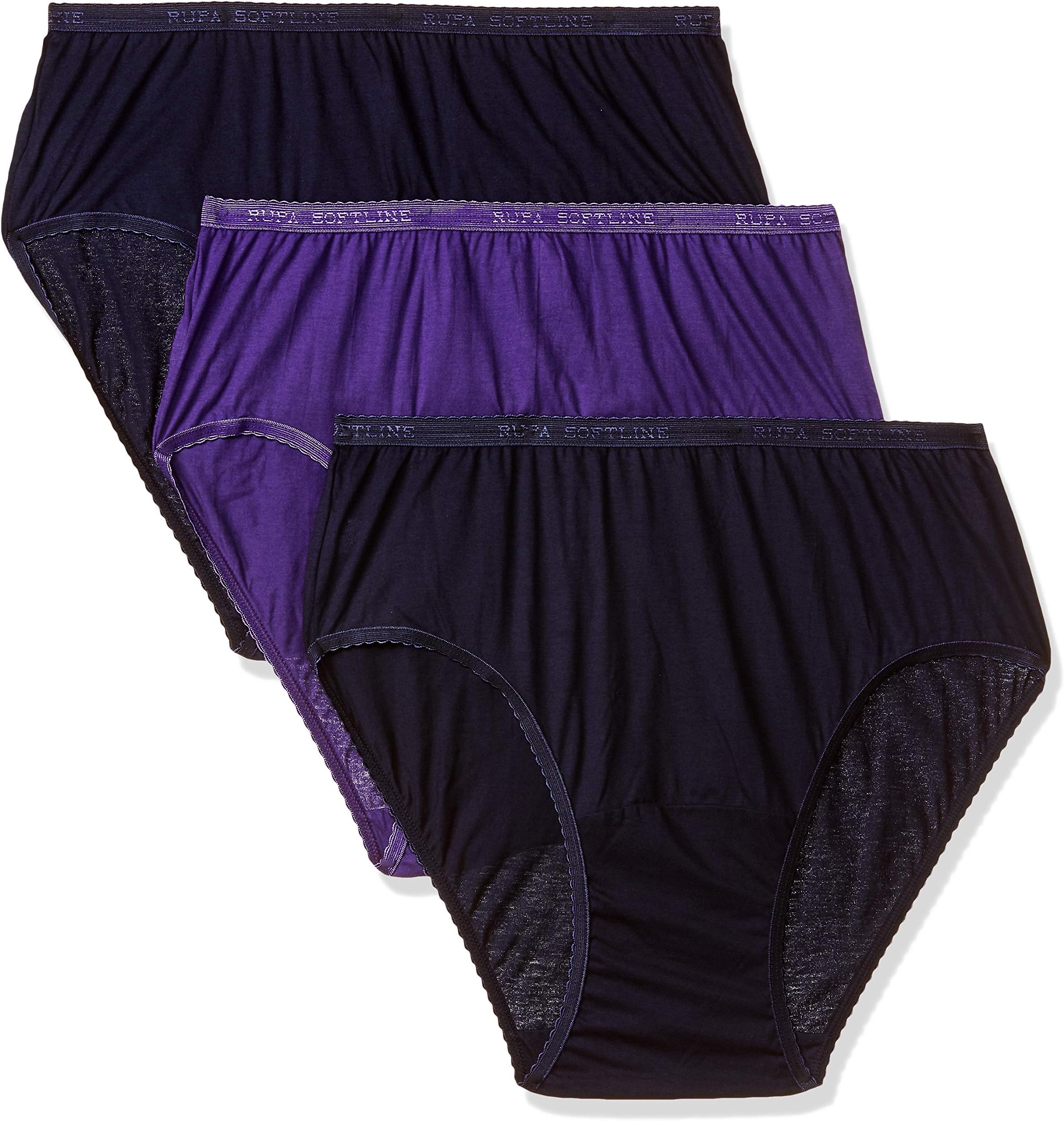 Rupa SoftlineWomen's Solid Panty (Pack of 3) (RVBSLPCLOE3P00110_Assorted Plain_110cm)