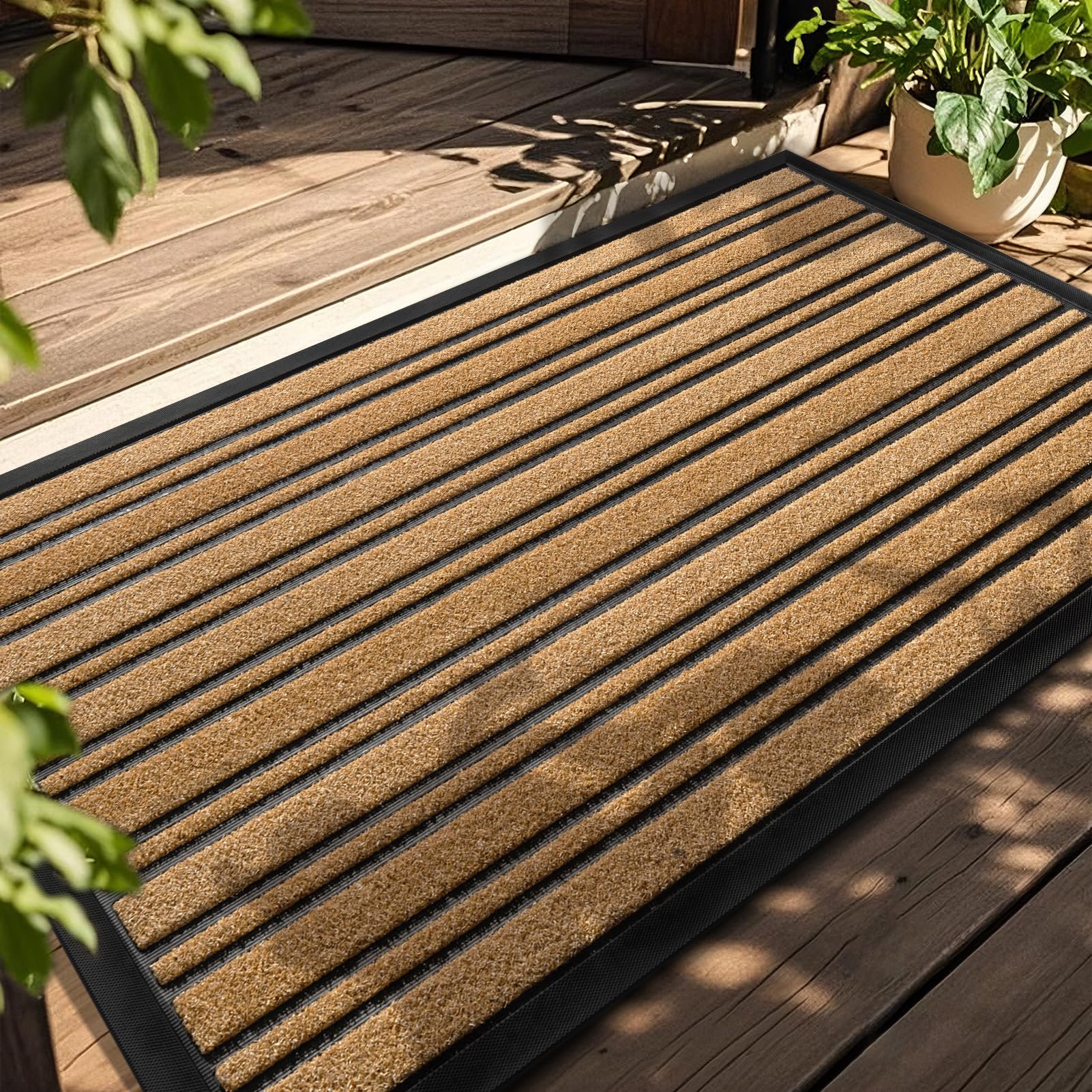 BEHERO Door Mat Outdoor Entrance, Extra Durable Front Door Mat Outside, Heavy Duty Welcome Mat for Outside Entry, Back Door Mats Non Slip, Waterproof