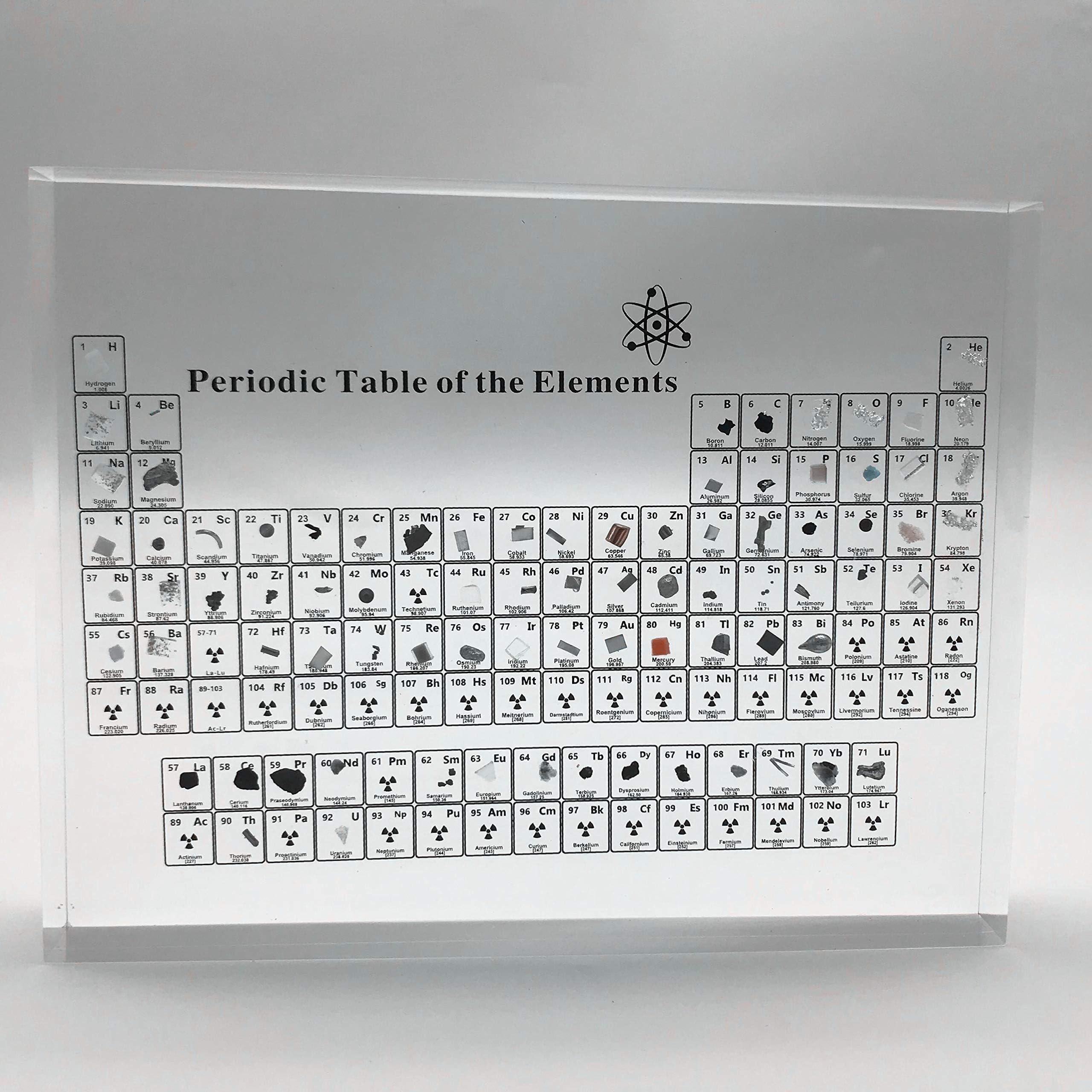 Periodic Table of Elements, Periodic Table Display with Real Elements Samples, for Kids Teaching Teachers Day Gifts Periodic Table Acrylic
