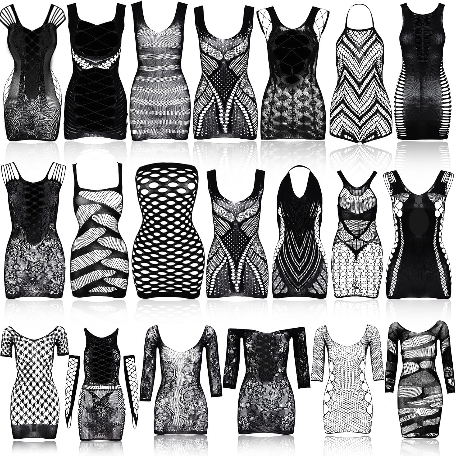 Jadive 20 Pairs Women Lingerie Black Lingerie Dress Dark Tights for Women