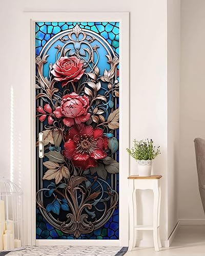 Miniatura 4 de FLFK Calcomanía mural para puerta, adhesivo para puerta, autoadhesivo, extraíble, hermoso papel tapiz para decoración del hogar, 30.3 pulgadas de