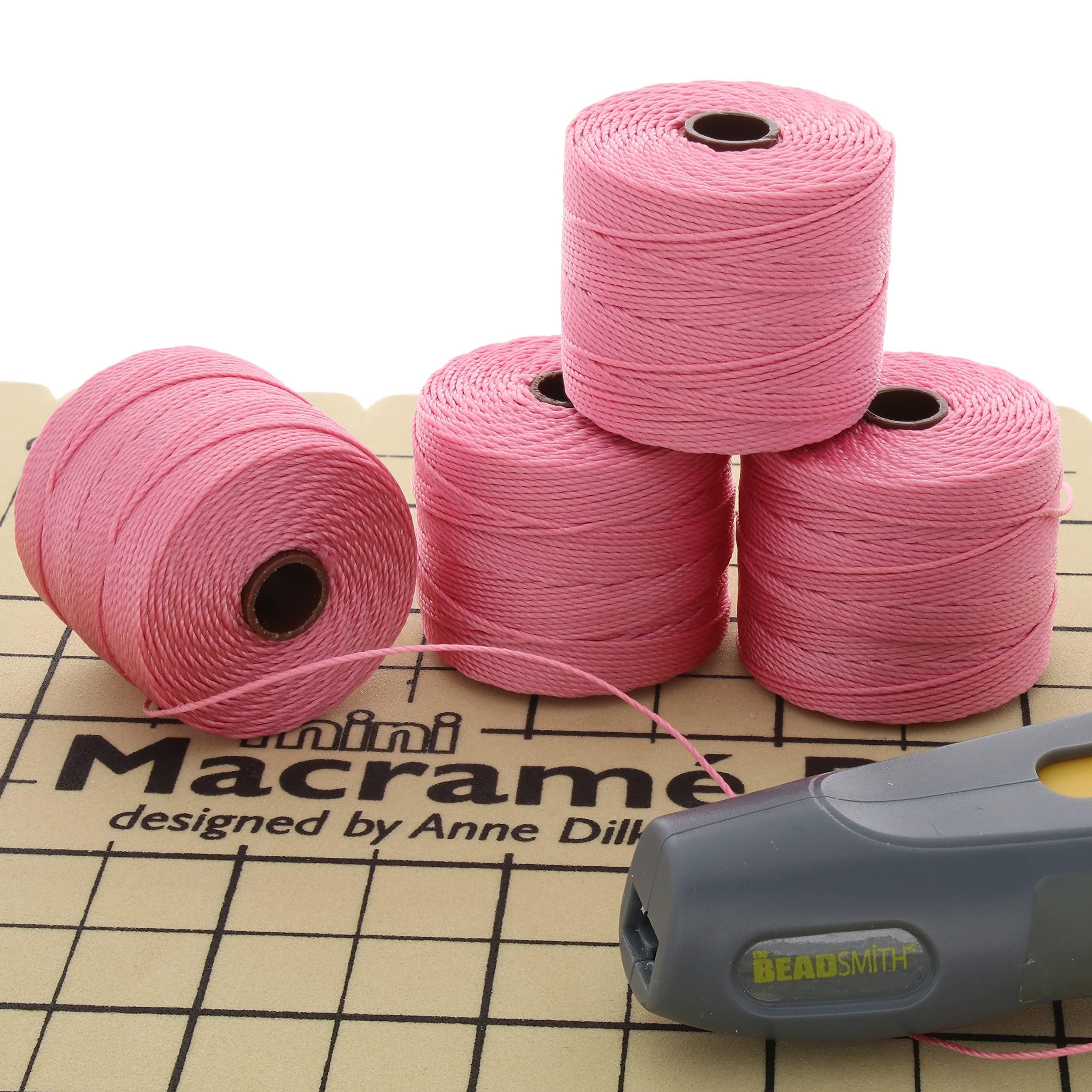 Beadsmith S-LON Superlon #18 Twisted Nylon Bead Cord 77 Yard Spool Bobbin Pink by