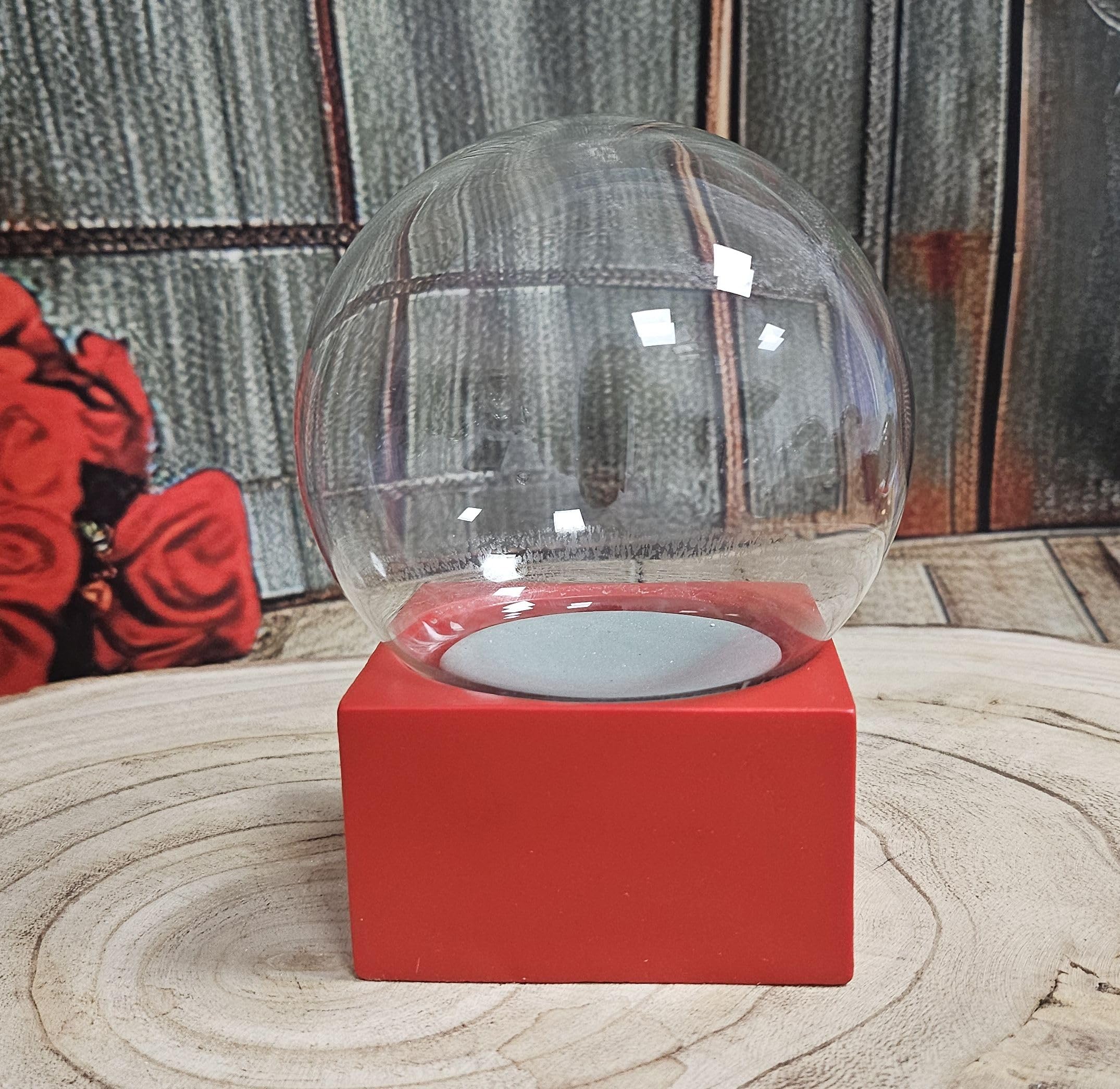40122 - Kit de bricolage - Boule à neige - Do it Yourself - Avec boule en verre et socle en polyrésine rouge - Hauteur : 12 cm - Largeur : 10 cm - Boule à paillettes à faire soi-même - Pour la