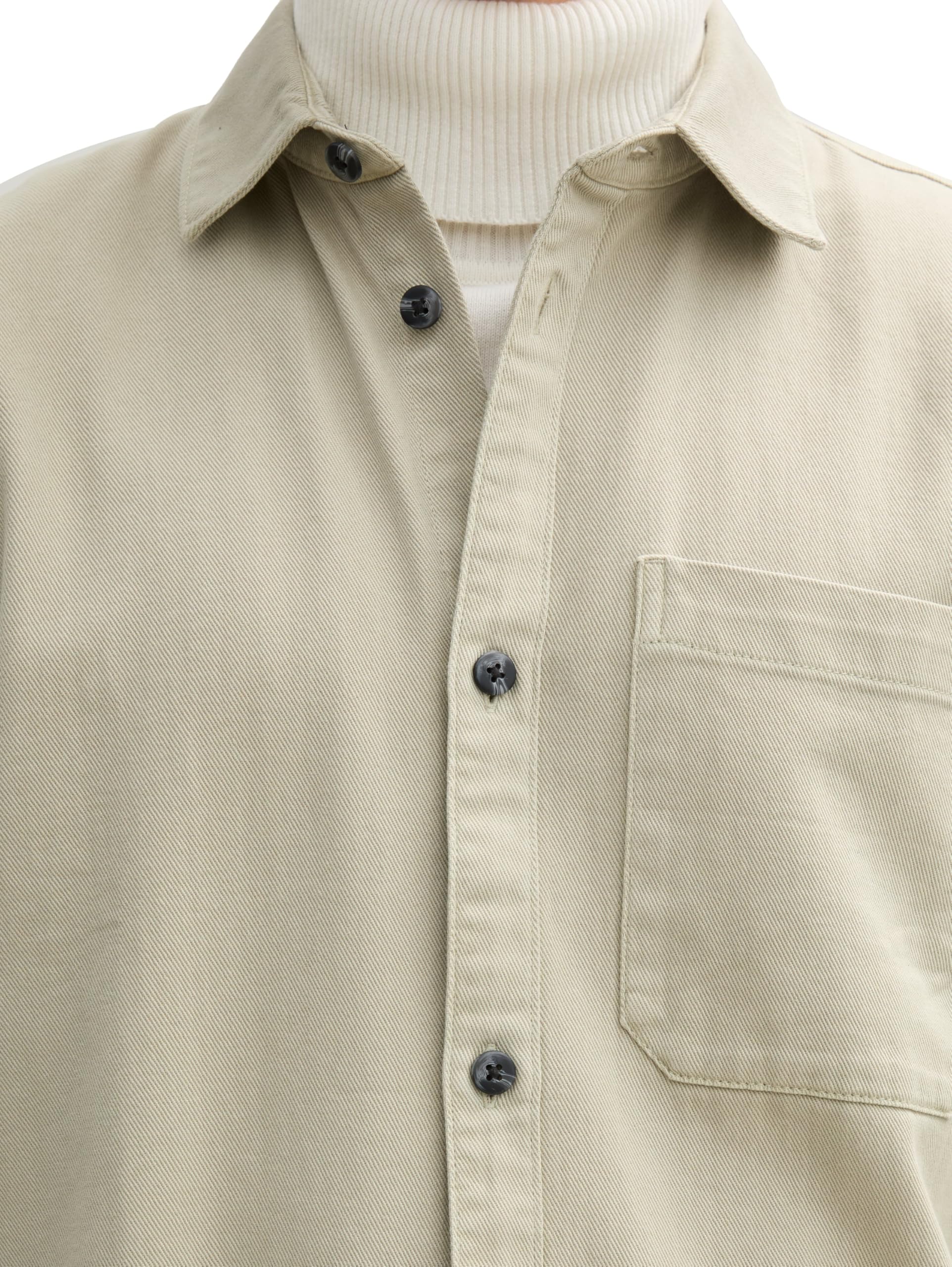 Tom Tailor Denim Herren 1045179 Relaxed Fit Gament Dye Overshirt Hemd (1er Pack)
