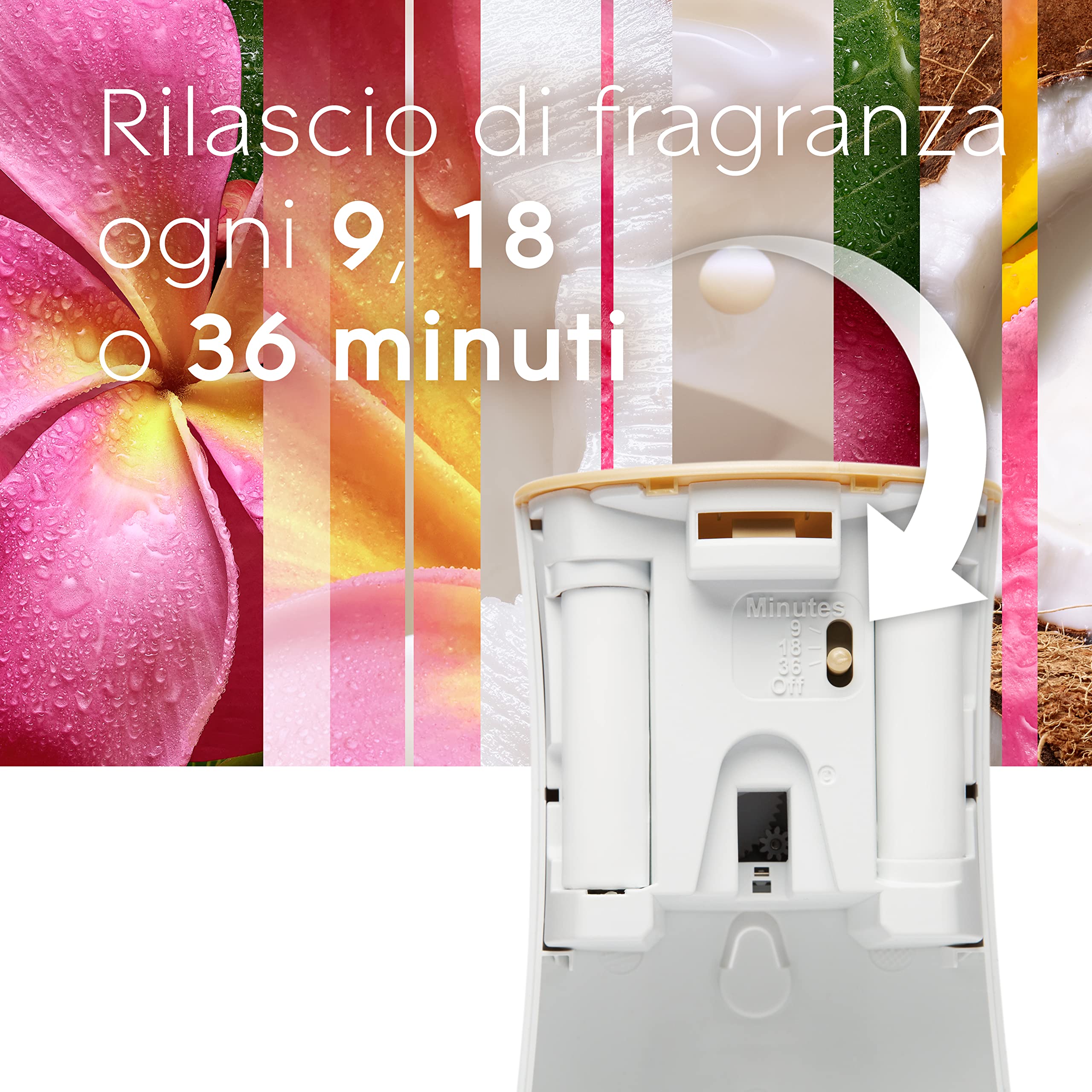 Glade Automatic Spray Ricarica, Profumatore per Ambienti, Fragranza Exotic Tropical Blossom, Formato Scorta da 4 Ricariche da 269 ml - 4