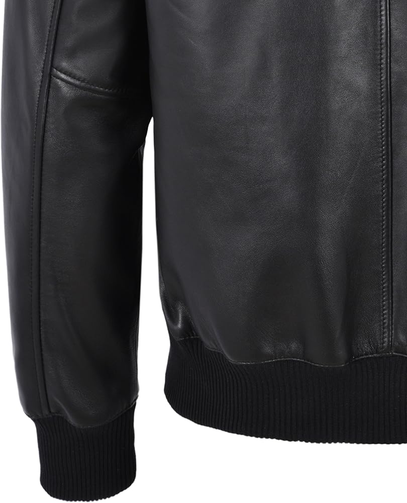 New 70's Men's Retro Bomber Black Front Straight Zip Classic Real