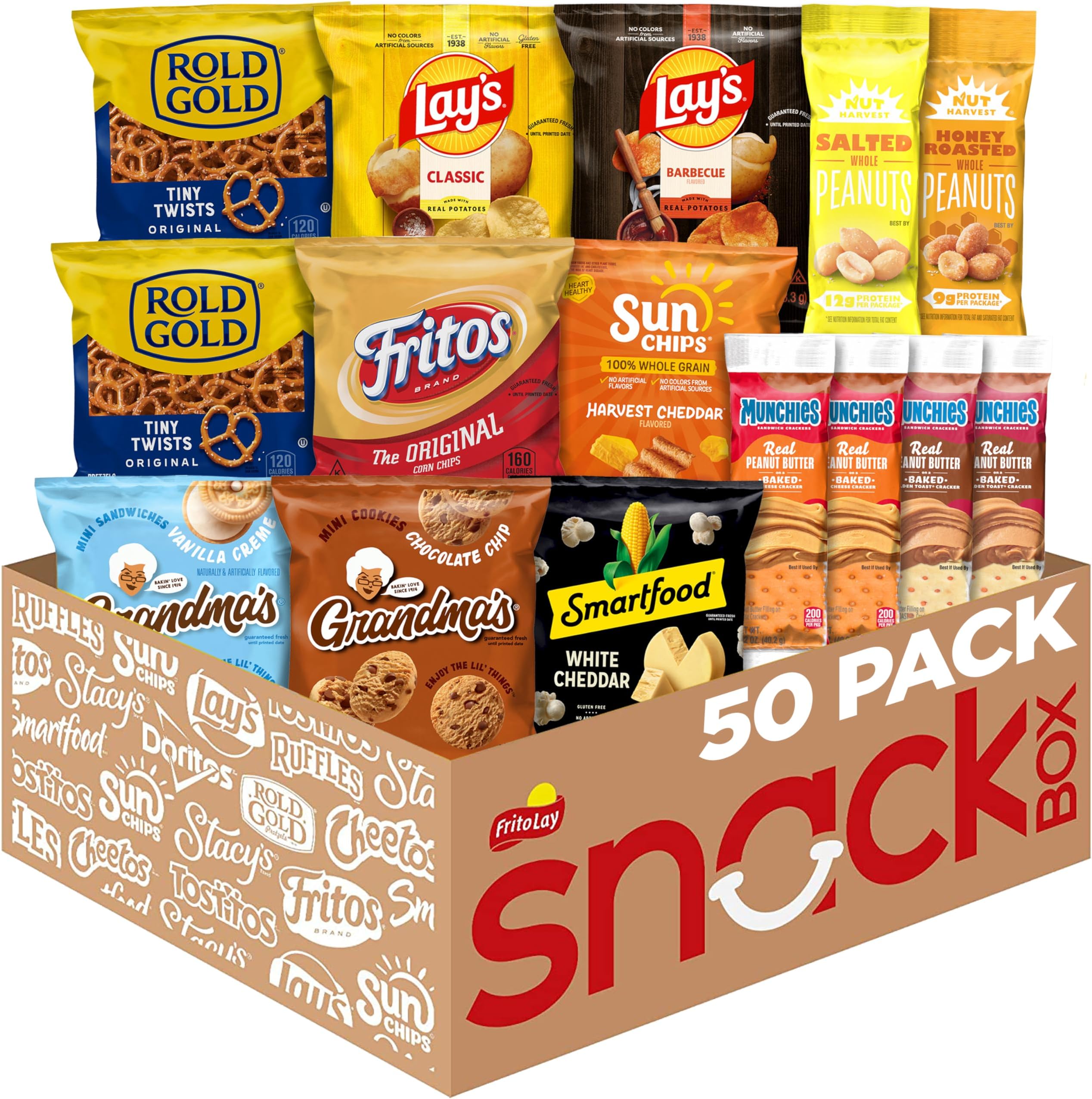 Frito-Lay Sweet & Salty Snacks, Variety Mix of Cookies, Crackers, Chips & Nuts, 4.13 Pounds, (Pack of 50)