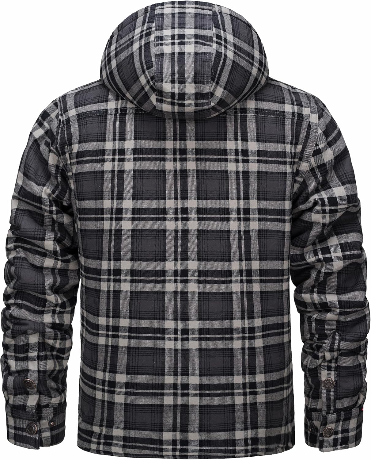 MAGNIVIT Men's Flannel Jacket Sherpa Lined Plaid Fleece Jackets Shirt Thick Snap Button Flannel Hoodie Cotton Winter Outwear - Image 7