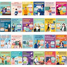 EYxsaxenk Math Posters for Classroom Middle School - 24 Pcs Educational Math Career Awareness Posters 11.8x9.4in Paper Wall Art Prints for School Office Classroom Room Wall Decoration Teacher Supplies