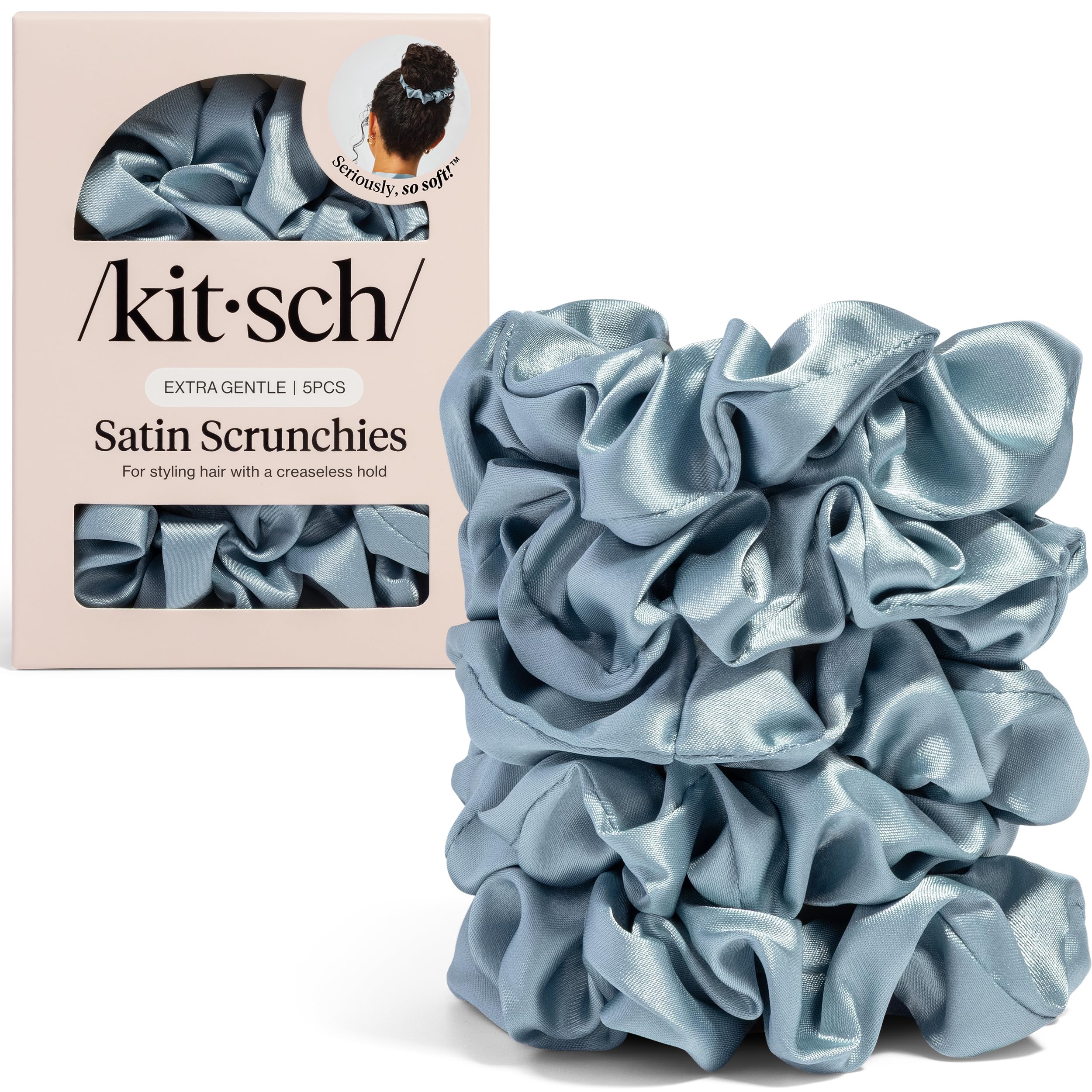 Kitsch Satin Scrunchies - Eucalyptus Set of 6 -19