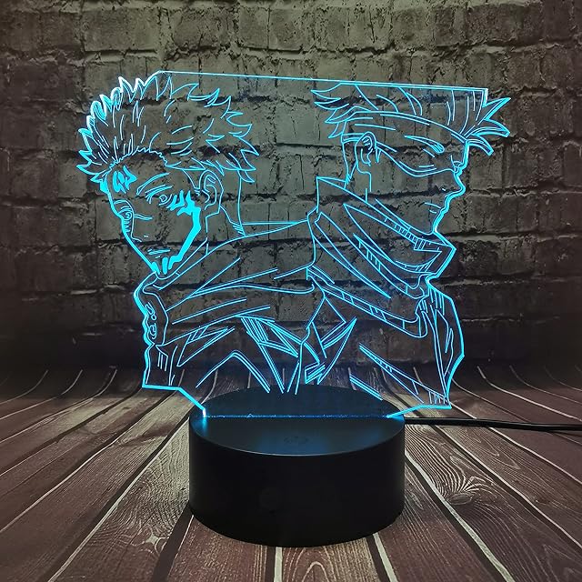 Yuji Itadori Children Night Light Satoru Gojo 3D LED Lamp Anime USB Table Desk Lamp Bedroom Sleep Mood Decor Remote Control 16 Color 4 Flash Mode Kids Toy Boy Girl Fans Birthday Gift Prize