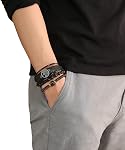 HZMAN Mix 5 Wrap Bracelets Men Women Hemp Cords Wood Beads Ethnic Tribal Bracelets Leather Wristbands