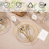 Vista 74 de I00000 60PCS Clear Gold Dessert Plates, Clear Plastic Plates with Gold Rim 7 Inch, Fancy Disposable Wedding Plate Heavy Duty for Thanksgiving