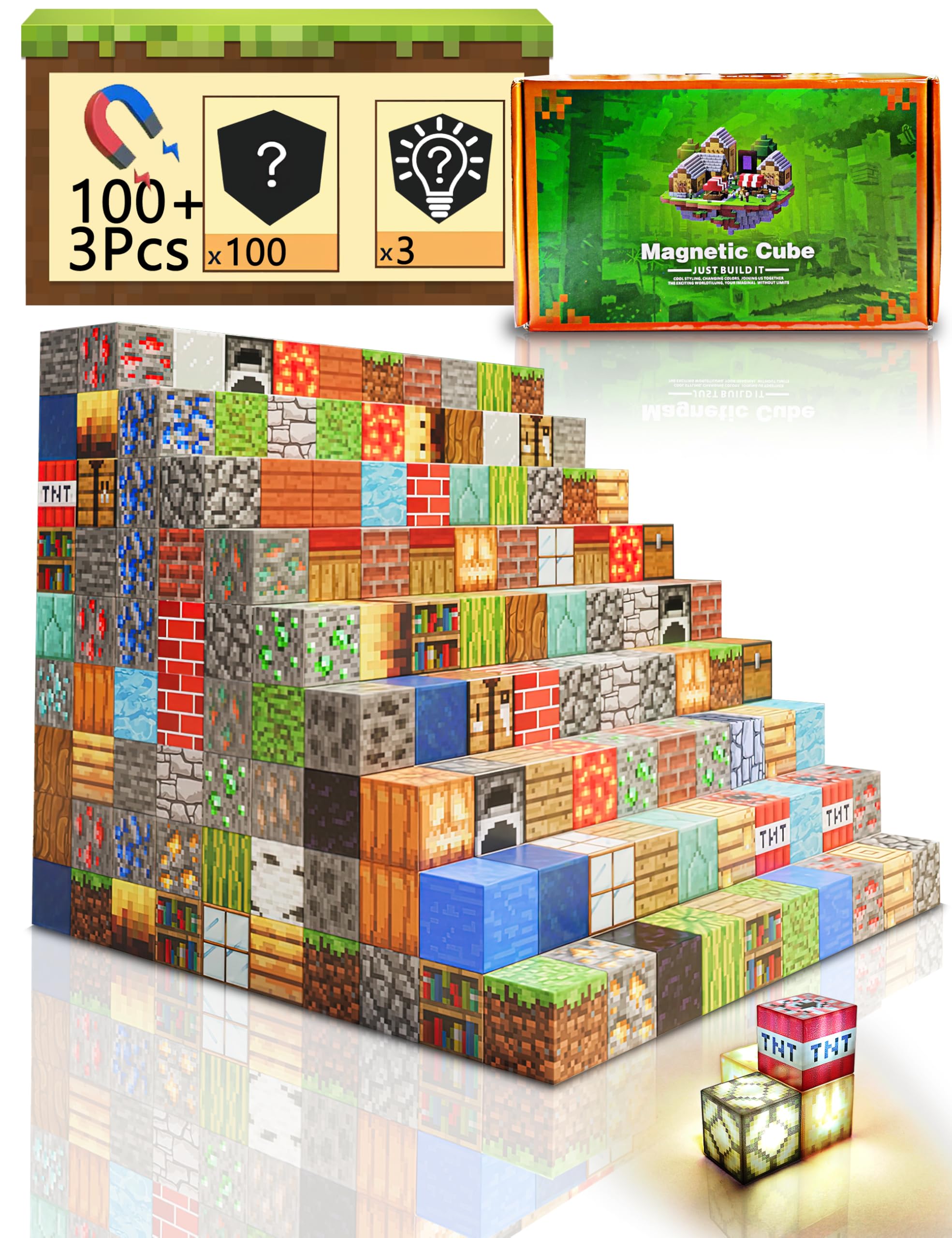 Amazon.co.jp: マイクラ風 マグネットブロックセット 磁石 おもちゃ