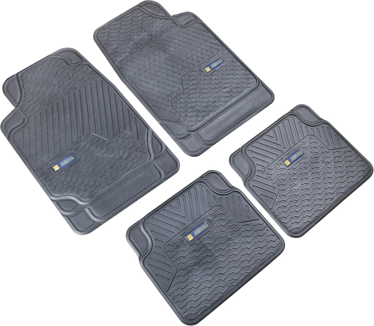 Highland 4647900 Weather Fortress Black Synthetic Rain Floor Mat - 4 Piece
