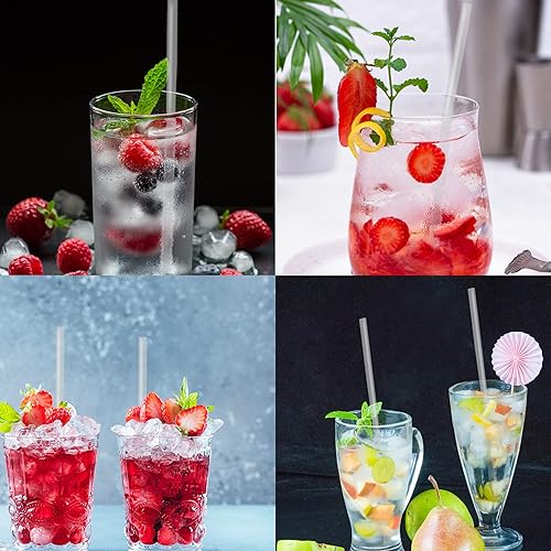 Miniatura 6 de Pajitas transparentes, 100 pajitas de plástico desechables largas (0.23 pulgadas de diámetro y 10.2 pulgadas de largo), transparente