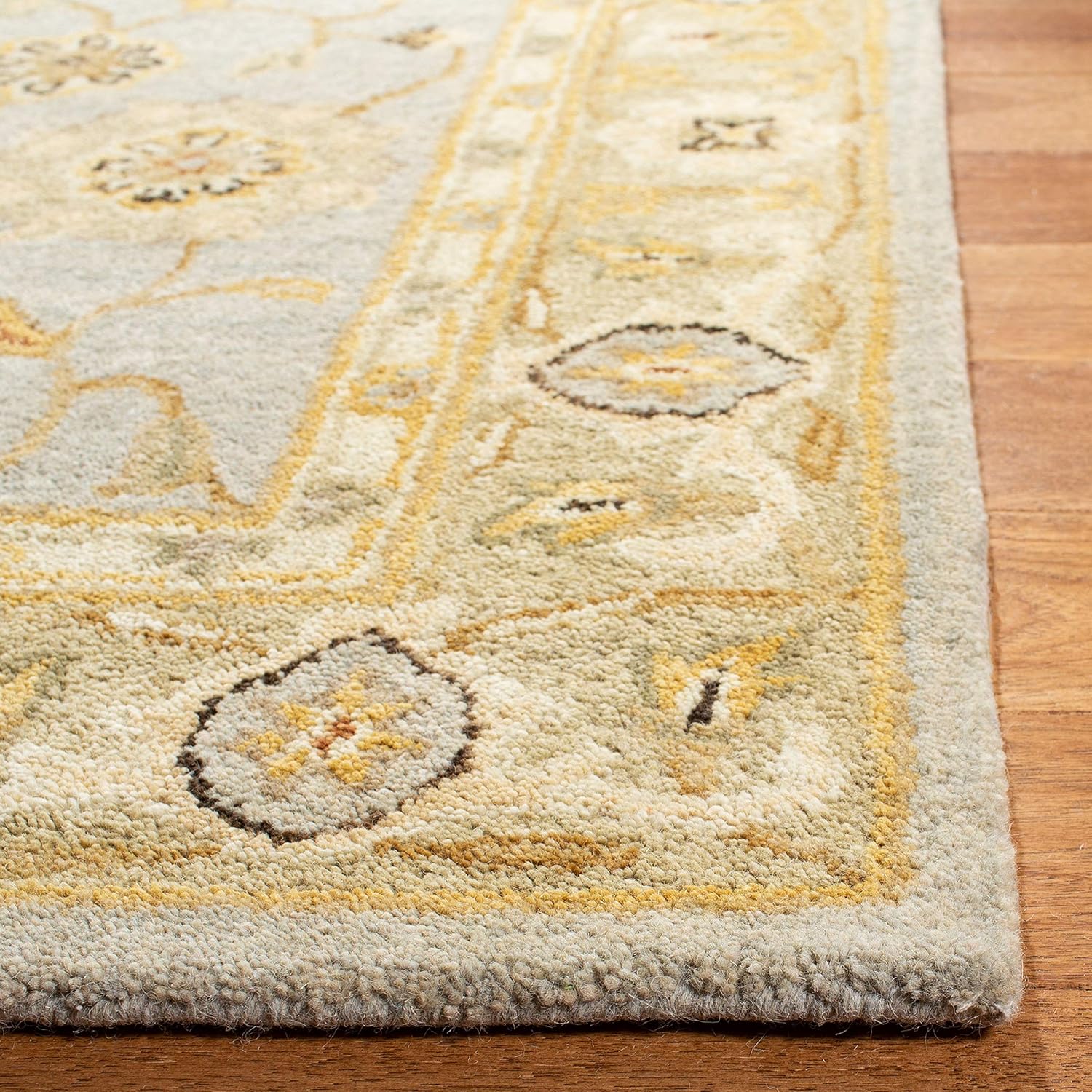 SAFAVIEH Anatolia Collection Runner Rug - 2'3" x 12', Light Blue & Sage, Handmade Traditional Oriental Wool, Ideal for High Traffic Areas in Living Room, Bedroom (AN556B)