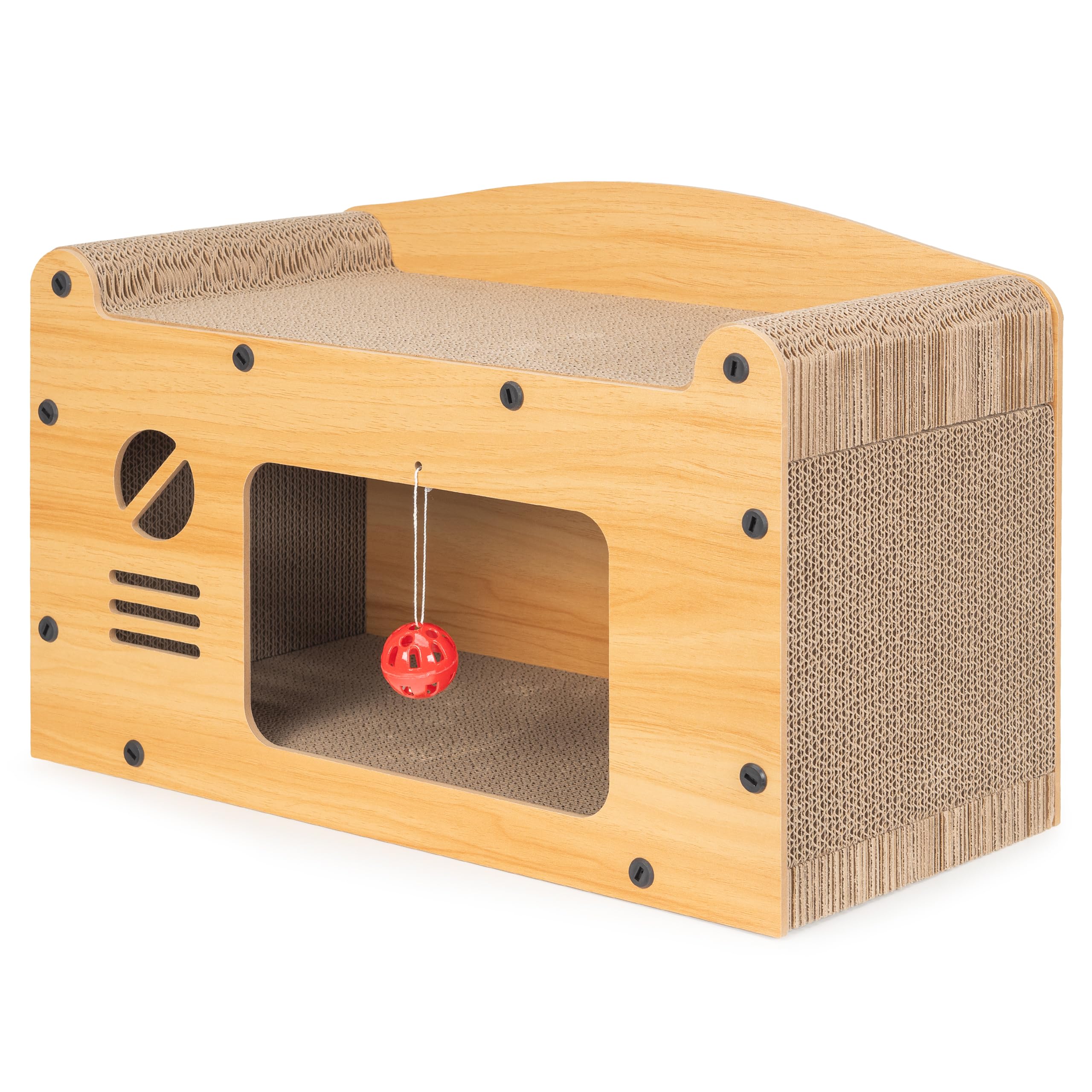 COIL Kratztonne, Katzenhöhle, Katzenkratzbaum, Katzenbett, Katzenliege, Umweltfreundliches Bett, Kratzpappe, MDF, (Höhe: 29 cm)