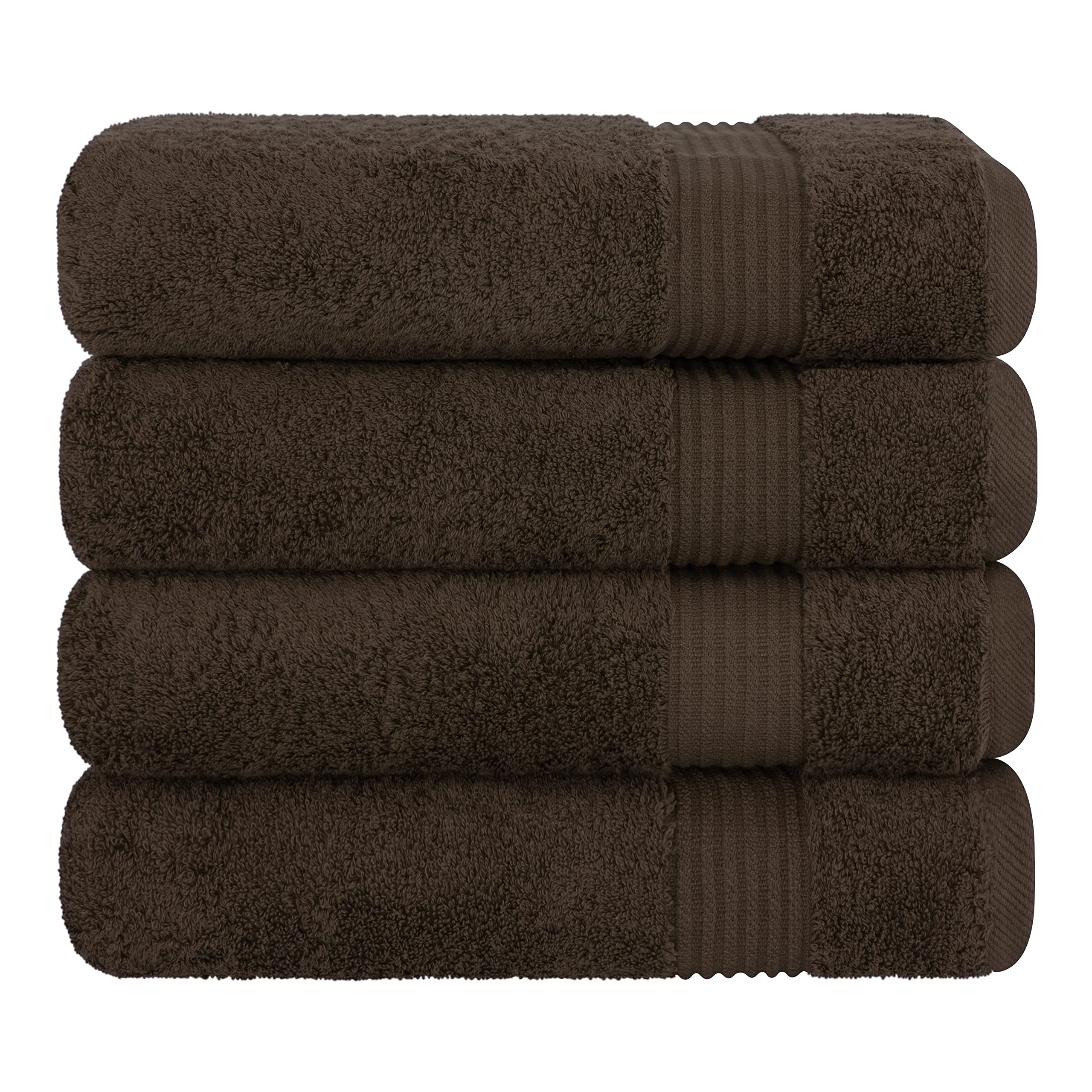 Cotton Paradise Juego de Toallas de baño turcas de 100% algodón, 4 Piezas, Toallas de baño de Felpa Suave, Juego de baño Color marrón