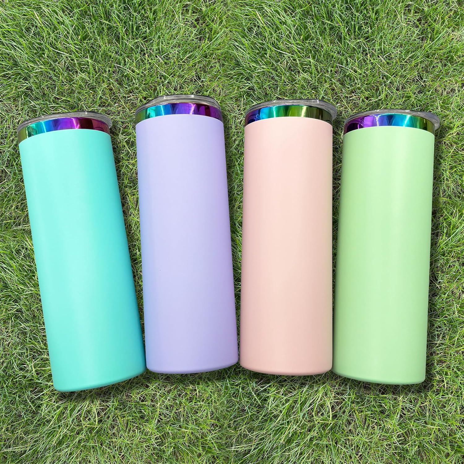 20 oz Skinny Tumblers Stainless Steel Tumbler with Lid and Straw Double Wall Vacuum Insulated Travel Coffee Mug 20oz Powder Coated Cup for Hot and Cold Drinks(Color Mix,8 pack) - Image 8