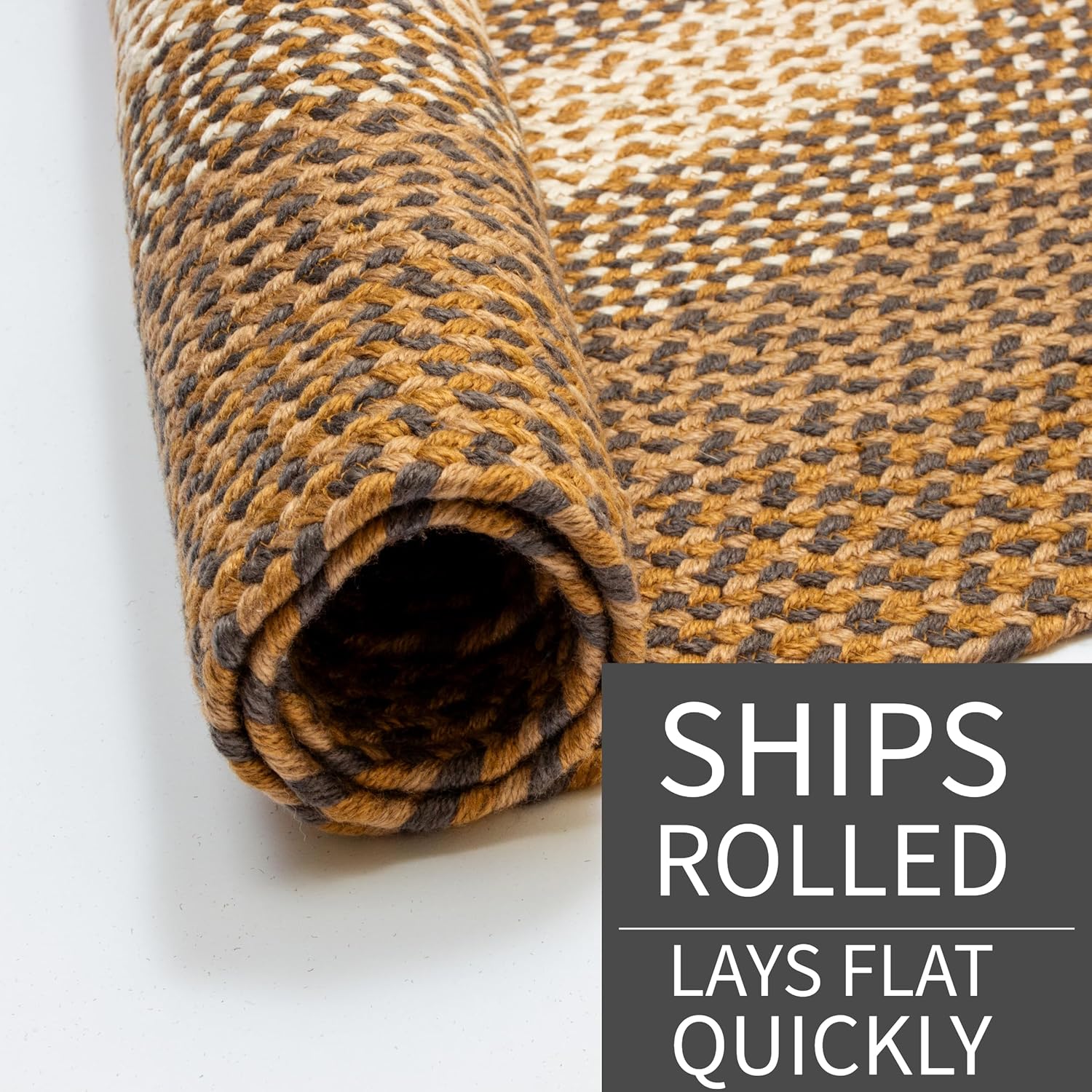 Handmade Brown and Charcoal Oval Braided Synthetic Rug 6' x 9'