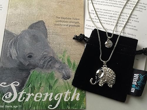 Miniatura 5 de Smiling Wisdom - Conjunto de regalo de collar y tarjeta de felicitación de elefante animal - Mujer - (Elefante de 2 hilos), Papel, aleación de zinc,