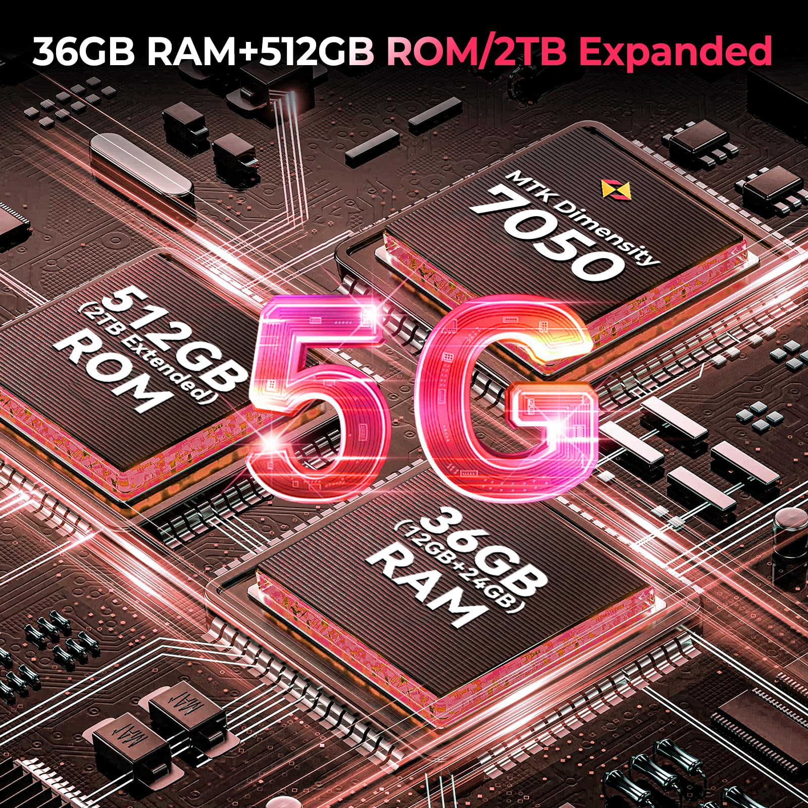 OUKITEL WP56 Rugged Smartphone 5G Andriod 15, 36GB+512GB Telefono Indistruttibile 16000mAh, 1000LM Luce Campeggio, 108MP+32MP, Rugged Phone 128dB Altoparlante, 120Hz 6.8" FHD+, OTG/NFC/GPS