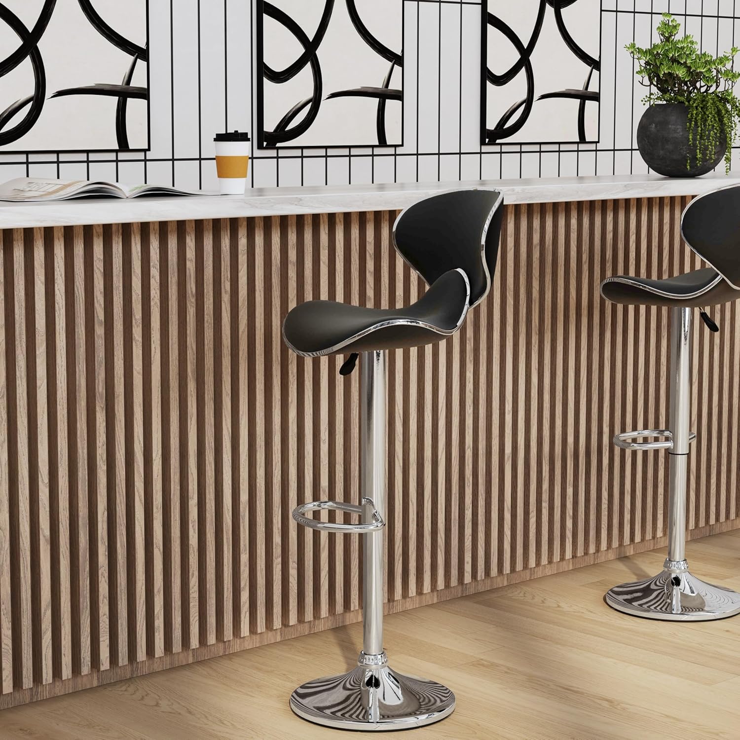 Powell Furniture Powell PU, Chrome/Black Barstool