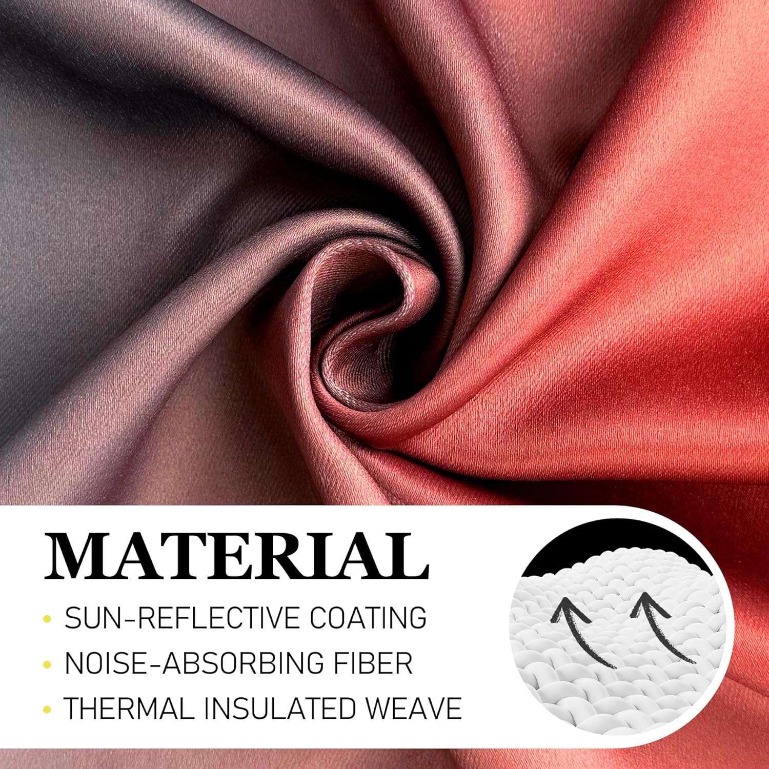 weesire Black and Red Blackout Curtains for Bedroom Living Room 2 Panels 100% Blackout Ombre Gradient Curtains, 52x84 Inches