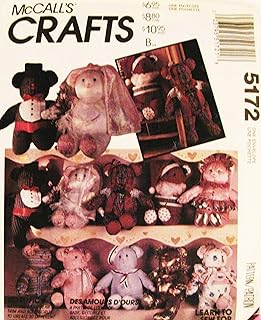 McCall's Crafts Sewing Pattern 5172 ~ 10 Teddy Bears: Ballerinca, Rosebud, Tuxedo, Bride, Groom, Victorian, Lace, Holiday, Sailor, Santa, Glamour - Buy now