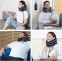 Vista 6 de Dr Fix Cervical Neck Traction Device for Instant Neck Pain Relief at Home Elastic Band (Dark Blue, 12-17)