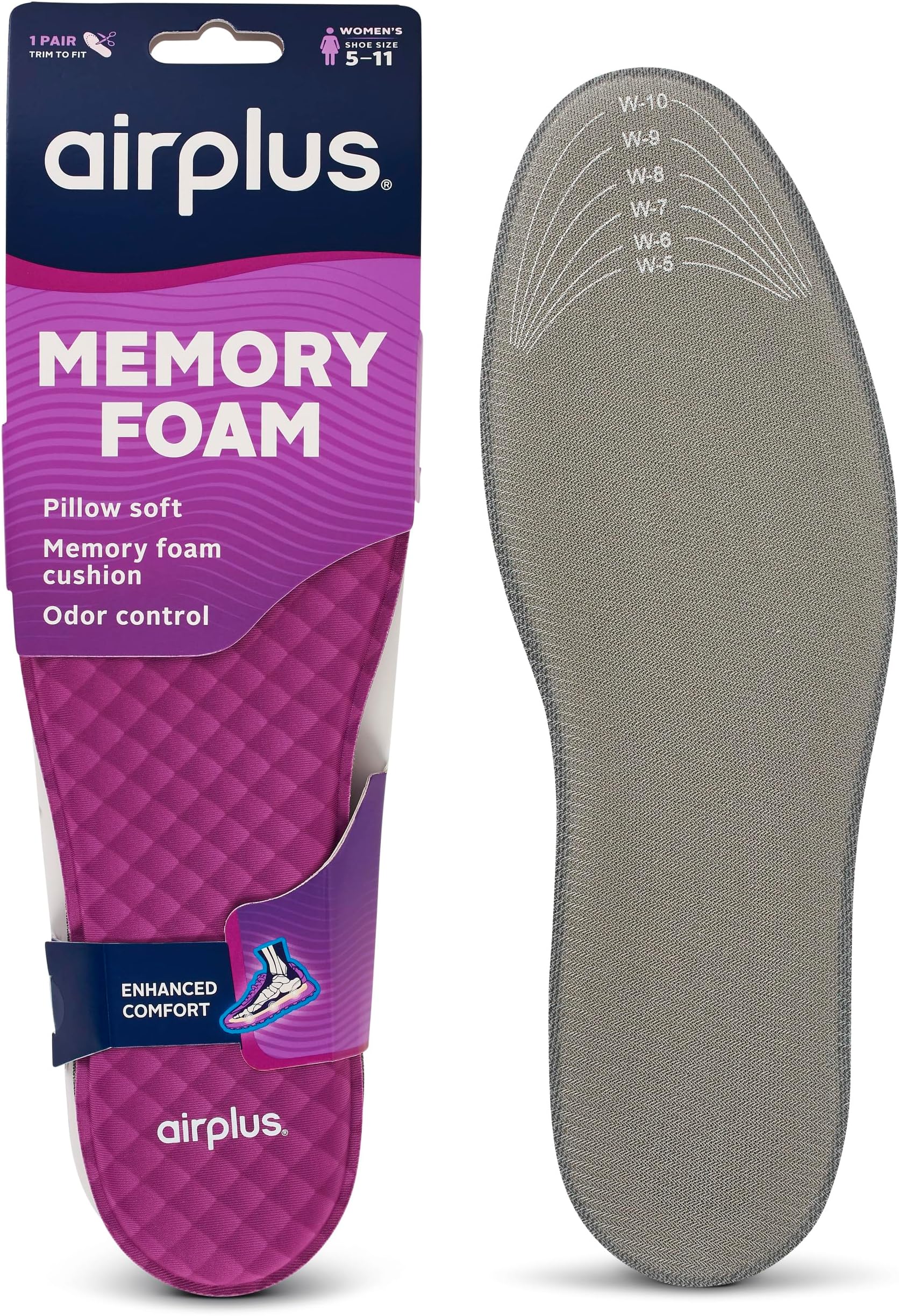 Airplus Memory Comfort Shoe Insoles With Memory Foam for Pressure Relief, Ideal For Men and Women