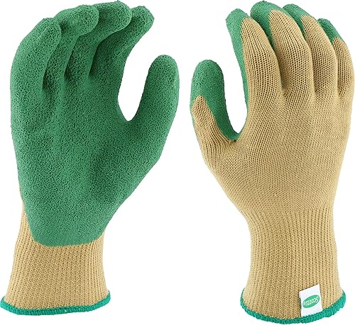 Scotts Guantes de trabajo de palma recubiertos de látex para hombre, resistentes al agua, excelente agarre, resistentes a la abrasión, respaldo de