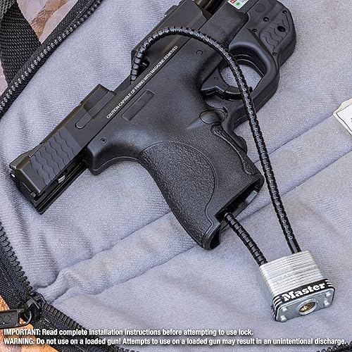 Miniatura 3 de Master Lock 107DSPT Candados de bloqueo de pistola con llave, cable de 14 pulgadas, acero con candado de 1-18" de ancho