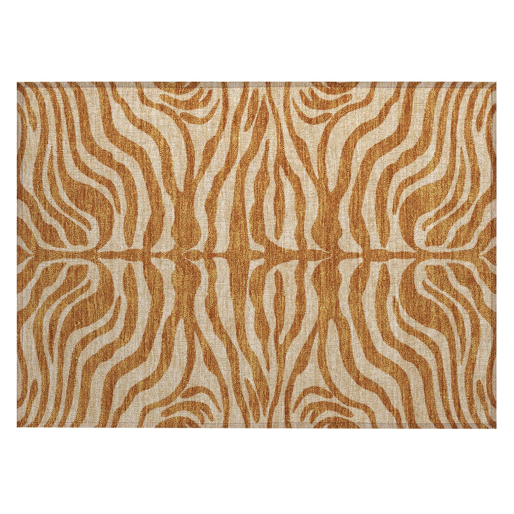 Addison Rugs Chantille ACN1042 Orange 1'8" x 2'6" Indoor Outdoor Area Rug, Easy Clean, Machine Washable, Non Shedding, Bedroom, Entry, Living Room,
