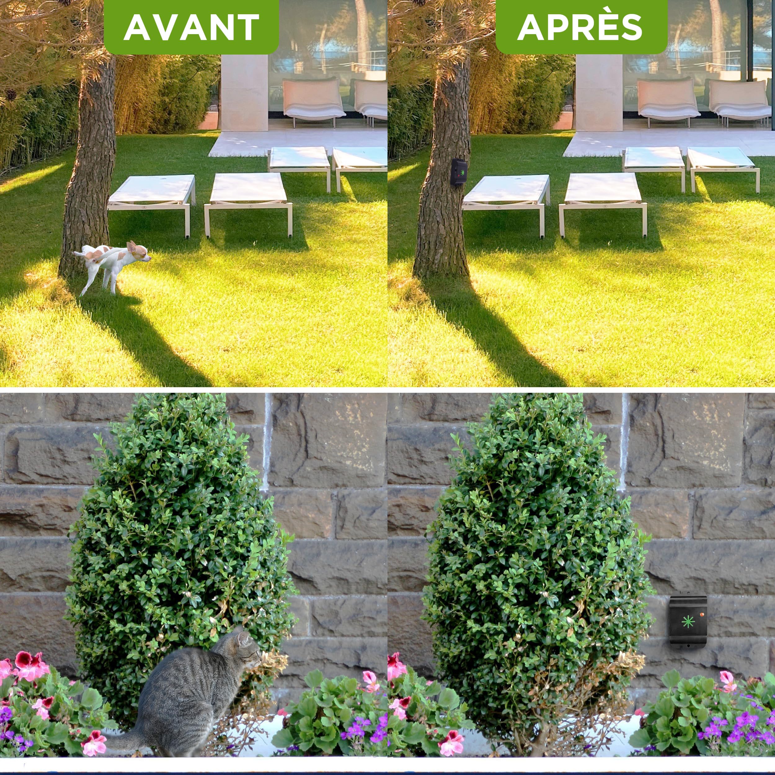 ISOTRONIC Anti Chat Chien Deratisation Ultrason Deratiseur Répulsif Electronique Produit Anti Nuisible Dispositif à ultrasons Elimination pour Maison Jardin Voiture - Lot de 2