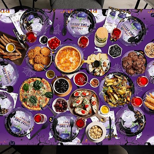 Miniatura 5 de Decoraciones de fiesta de baby shower de Halloween, platos y servilletas de baby shower, mantel desechable, platos de papel, servilletas, vasos,