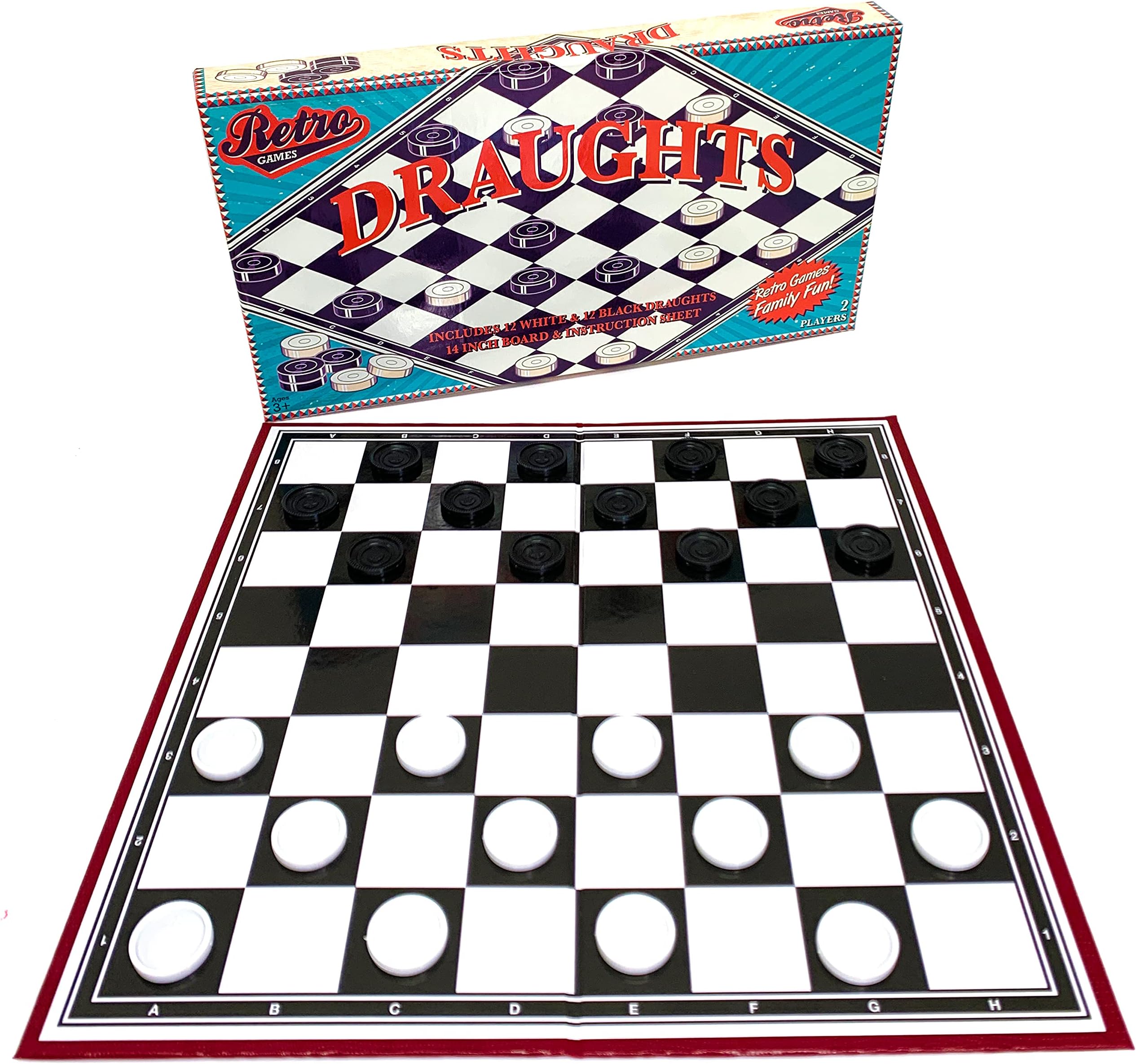 Draughts Set Board Game Set 14” | Traditional Checkers Board Games for Kids | Family board games 2 players