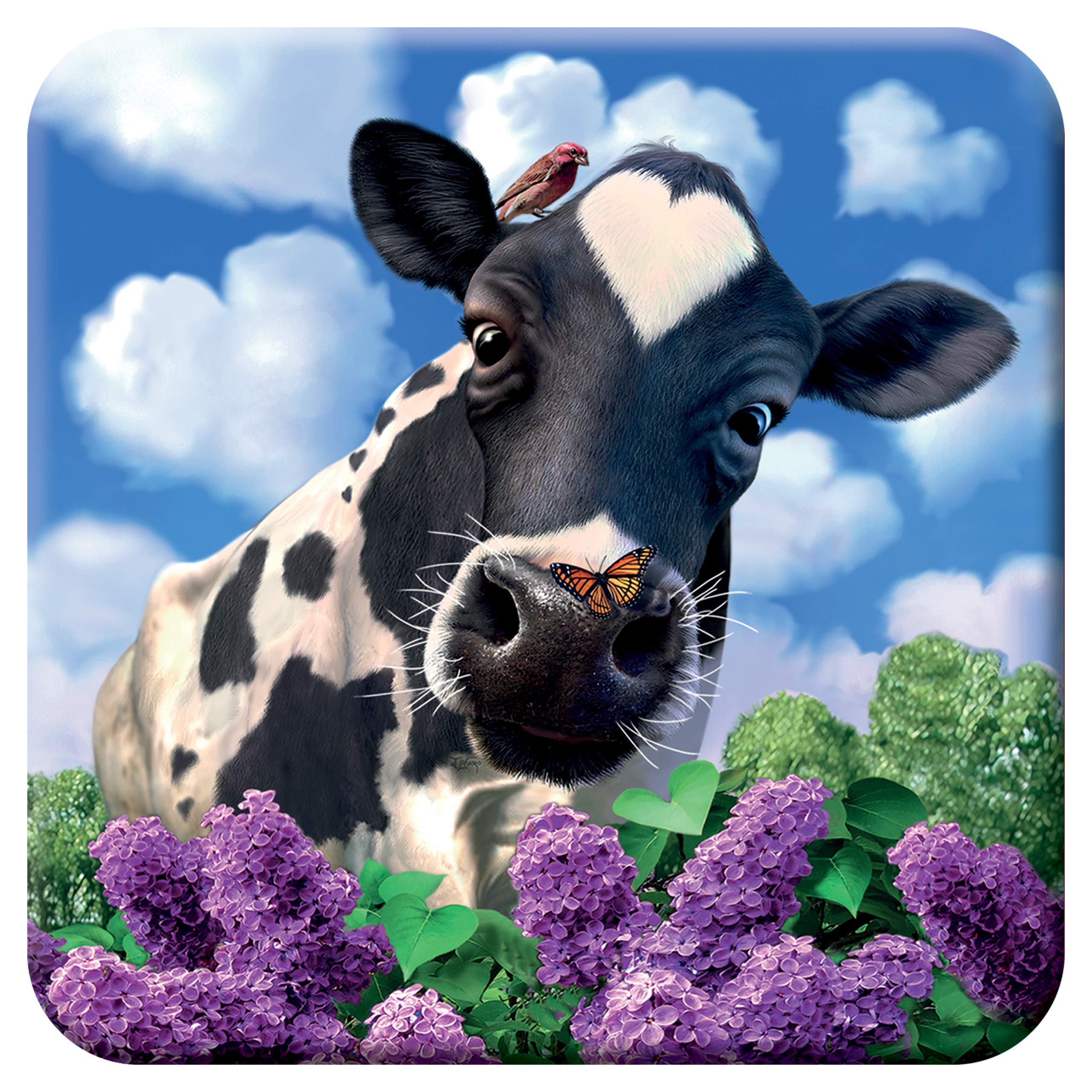 3D Livelife Women's Curious Cow Cork Coaster - From Deluxebase. Lenticular 3D Cow Drink & Mug Coasters. Fun Animal Gifts For And Men. Novelty Kitchen And Decorative Home Accessories.