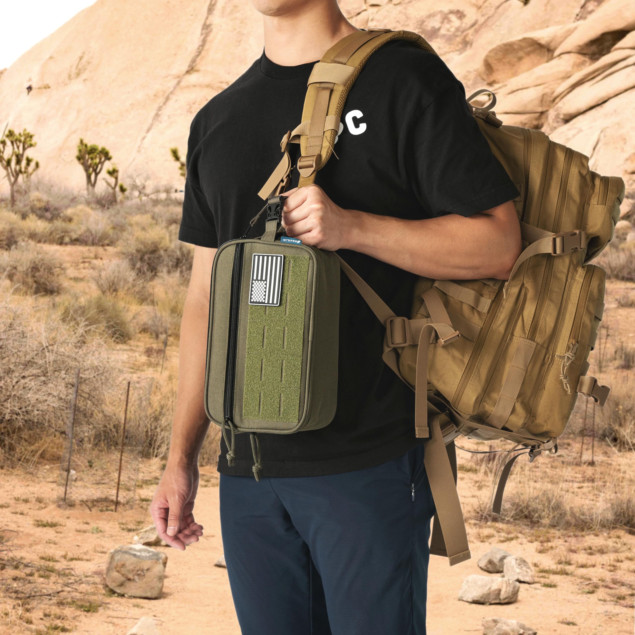 PAVILIA Taktische Kulturtasche für Herren, Hygiene-Reisetasche, Militär-Dopp-Kit, wasserabweisende Molle-Tasche, für Herren, Rasierpflege, Badezimmer, Dusche, Toilettenartikel, kleiner Organizer