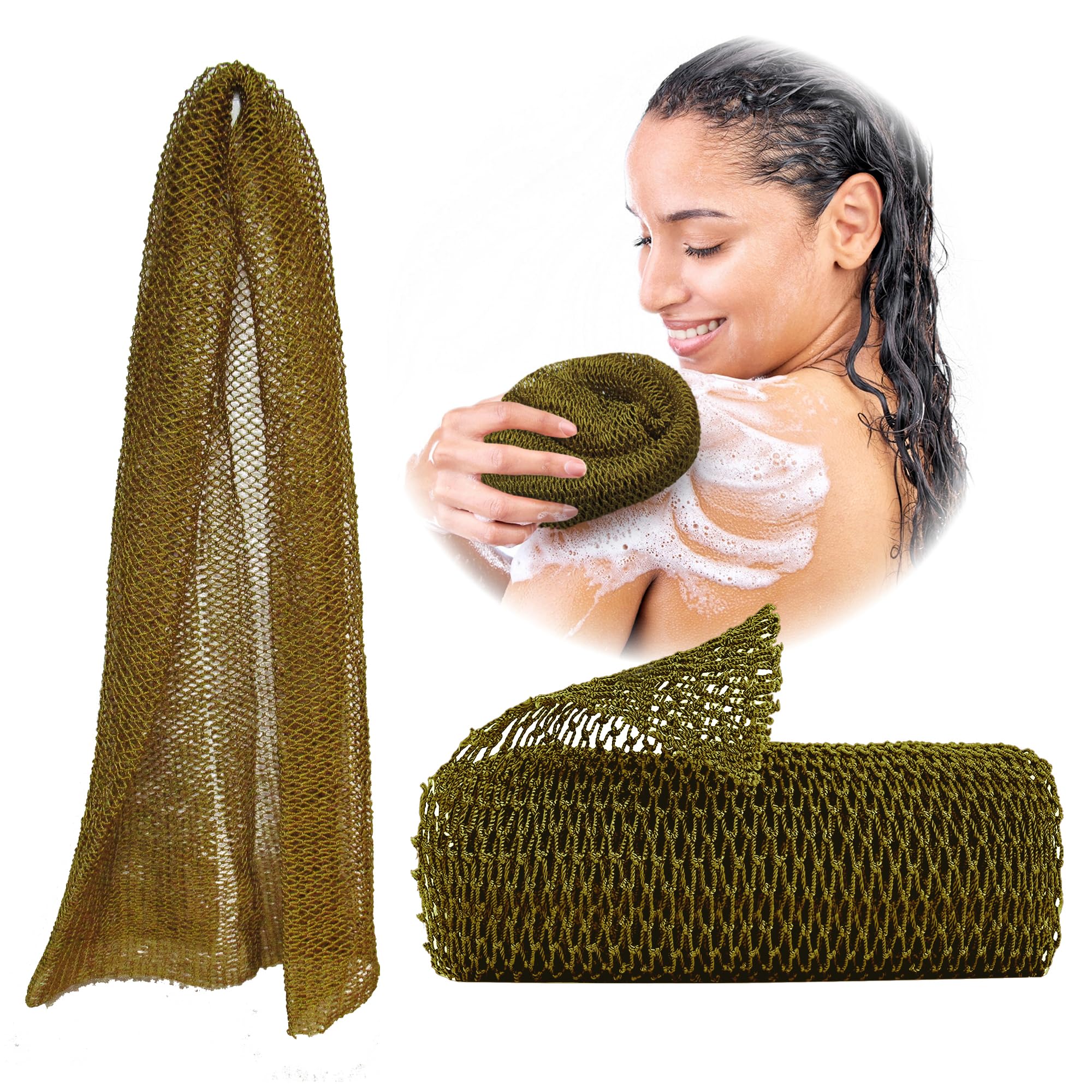 Adeton African Net Sponge, Exfoliating Body Scrubber, Long Net Sponge, 17 Colors, Sapo, Shower Bath Accessories, Back Foot Scalp Scrub, Flat Dead Skin Remover Body Wash