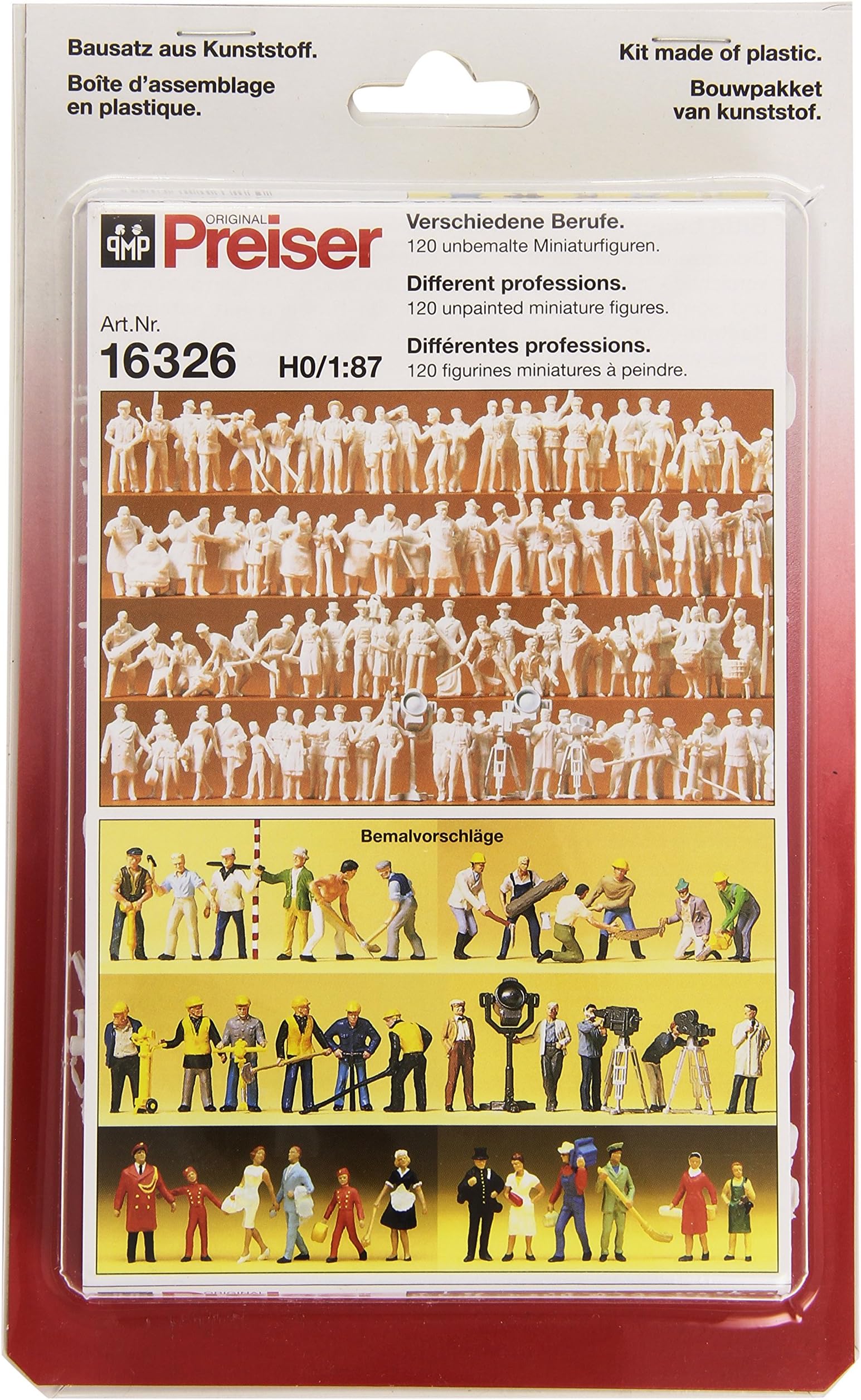 Preiser 16326 Unpainted Figure Set Tradespeople Package(120) HO Model Figure
