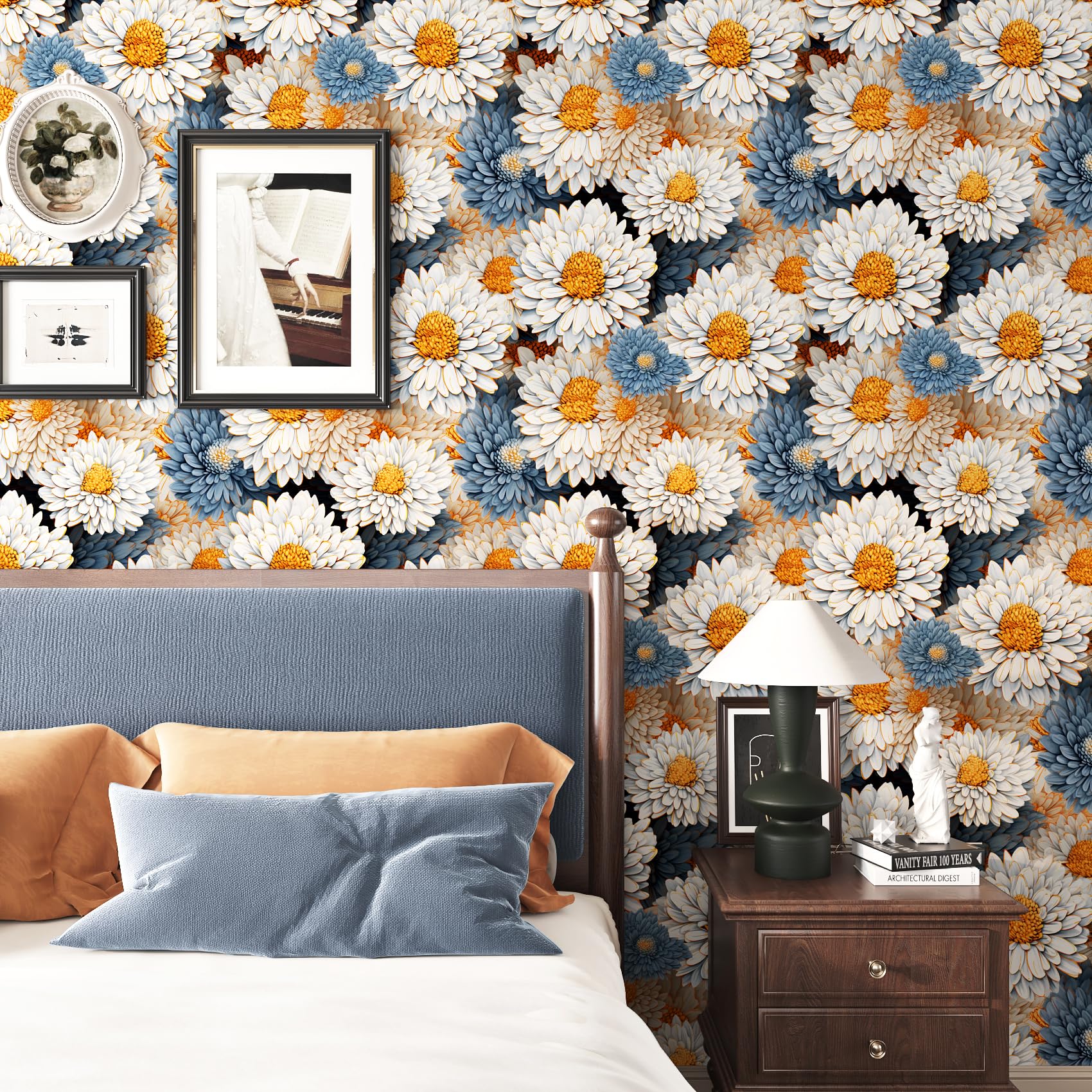 Peel And Stick Floral Boho Wallpaper – 44.5"W X 118"L, Waterproof & Removable For Bedroom, Bathroom, Kitchen Cabinets