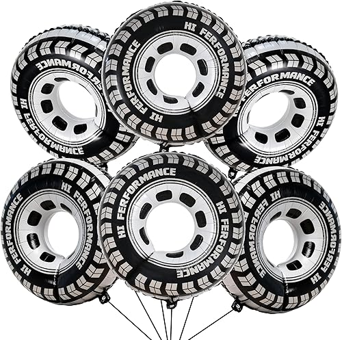 Miniatura 11 de Juego de decoraciones para fiestas de autos de carreras, incluye globos de semáforo, globos a cuadros, globos de estrella y banderín a cuadros.