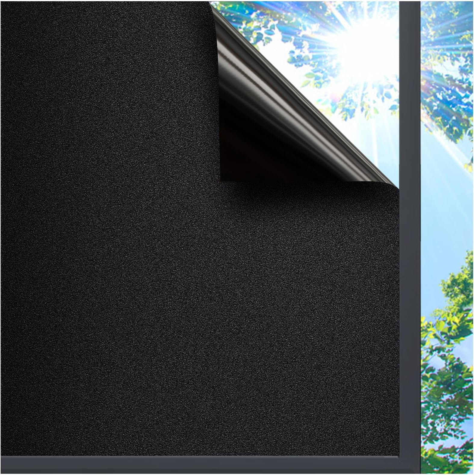 Lifetree Blackout Window Film Privacy: 100% Total Light Blocking Anti UV Black Out Sticker Film for Glass Windows No Glue Static Cling for Baby Nursery, Day Sleeping (Black, 60 * 200cm)
