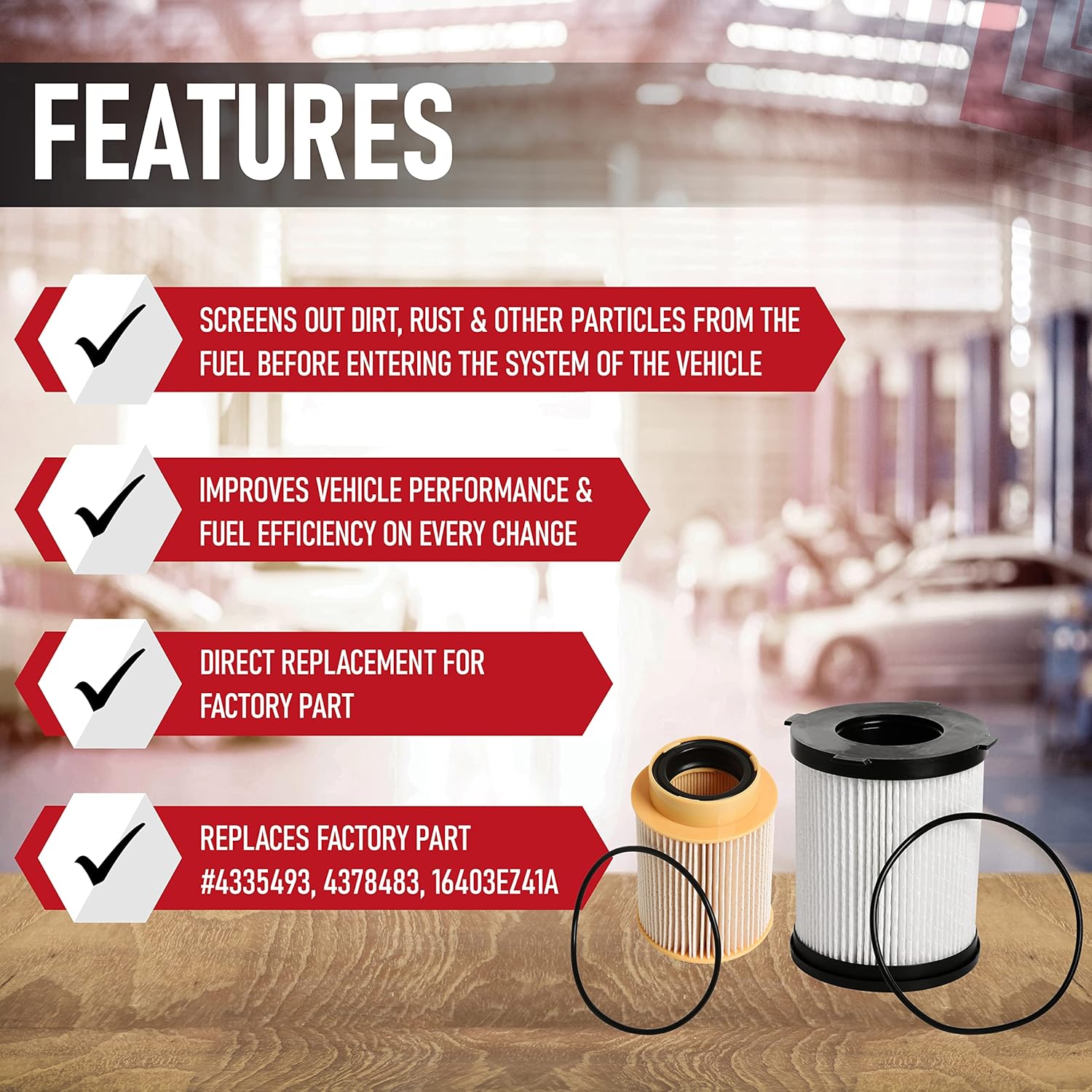 Replacement Fuel Filter Kit - Compatible with Nissan Vehicles - 2016-2019 Titan XD - Replaces 16403EZ41A, 16403-EZ41A, FF63017NN, FS53029NN - 5.0L V8 Diesel Upper Fuel Bowl & Lower Lifter Pump Filter