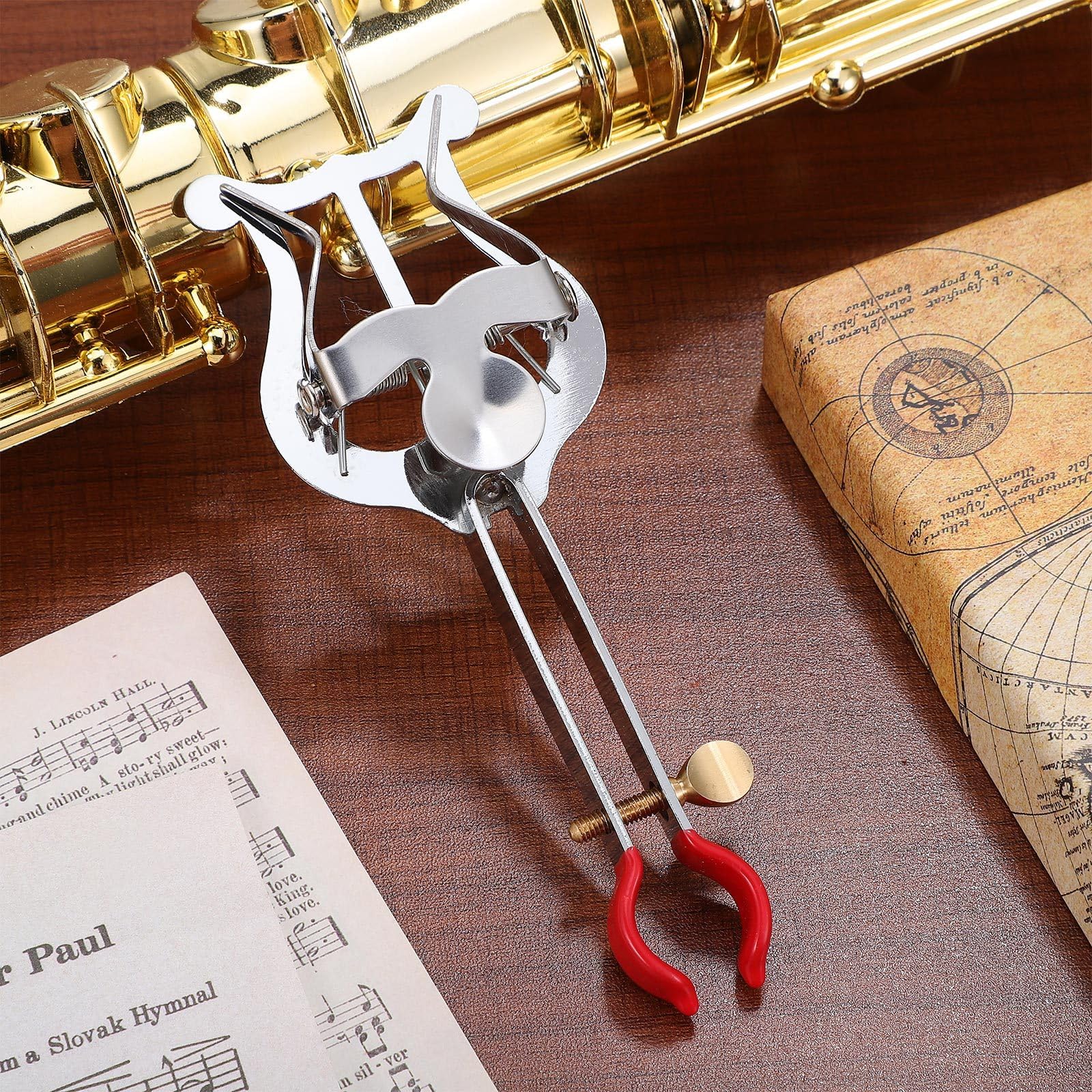 Atril de marcha de metal para trompeta, trombón, trompa, atril para partituras de música de marcha, lira pequeña, pinza de metal, 13,7 x 5,2 x 1,9 cm, (38K44HZGO11IY)